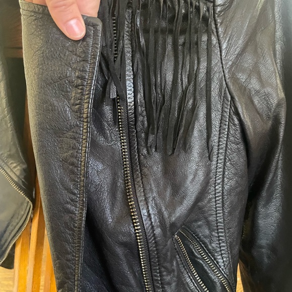 Black Fringe Leather Jacket - Picture 10 of 10